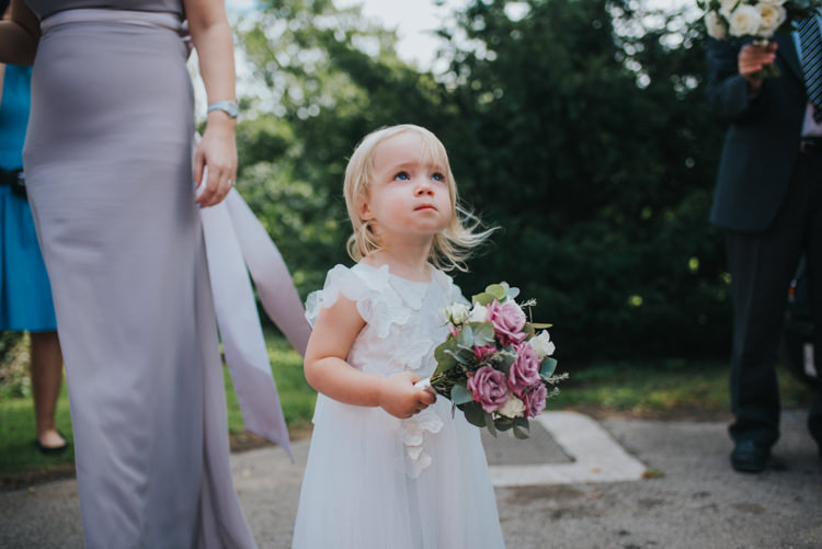 Flower Girl Posy Bouquet White Dress Bridesmaid Chic Romantic Florals Candlelight Wedding http://lisawebbphotography.co.uk/