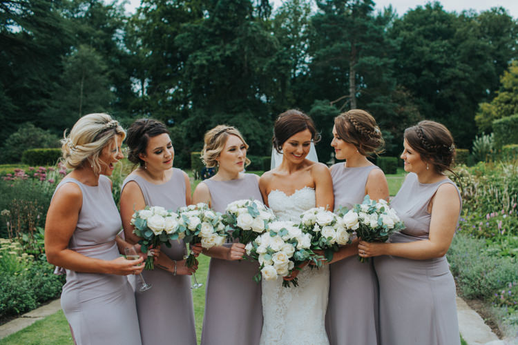 Bride Bridal Pronovias Strapless Sweetheart Fishtail Train Veil White Rose Bouquet Bridesmaids ASOS TFNC Lavender Purple Dusky Chic Romantic Florals Candlelight Wedding http://lisawebbphotography.co.uk/