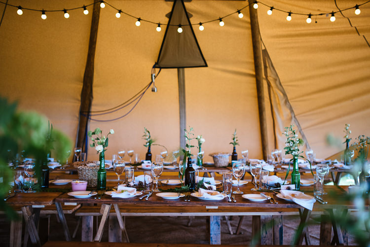 Festoon Lights Decor Greenery Magical Woodland Glade Tipi Wedding http://johnnydent.co.uk/