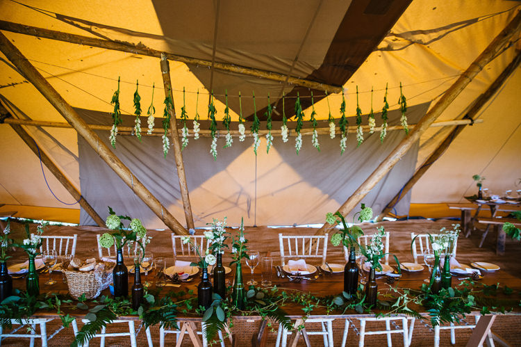 Flowers Greenery Hanging Decor Magical Woodland Glade Tipi Wedding http://johnnydent.co.uk/