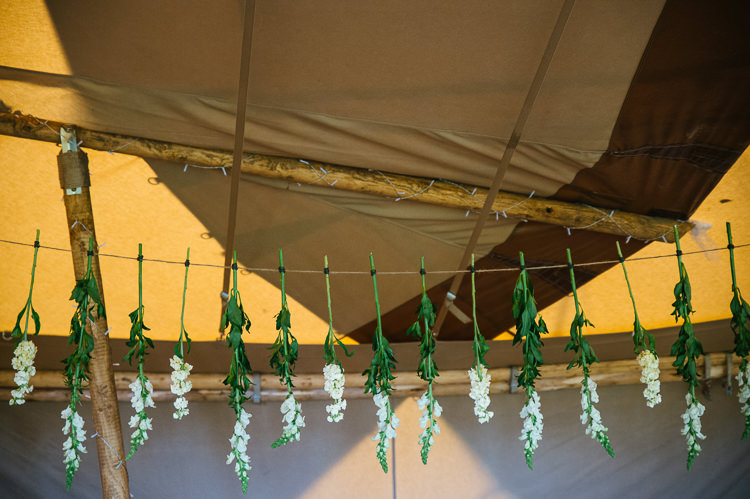 Hanging Flowers Decor Magical Woodland Glade Tipi Wedding http://johnnydent.co.uk/