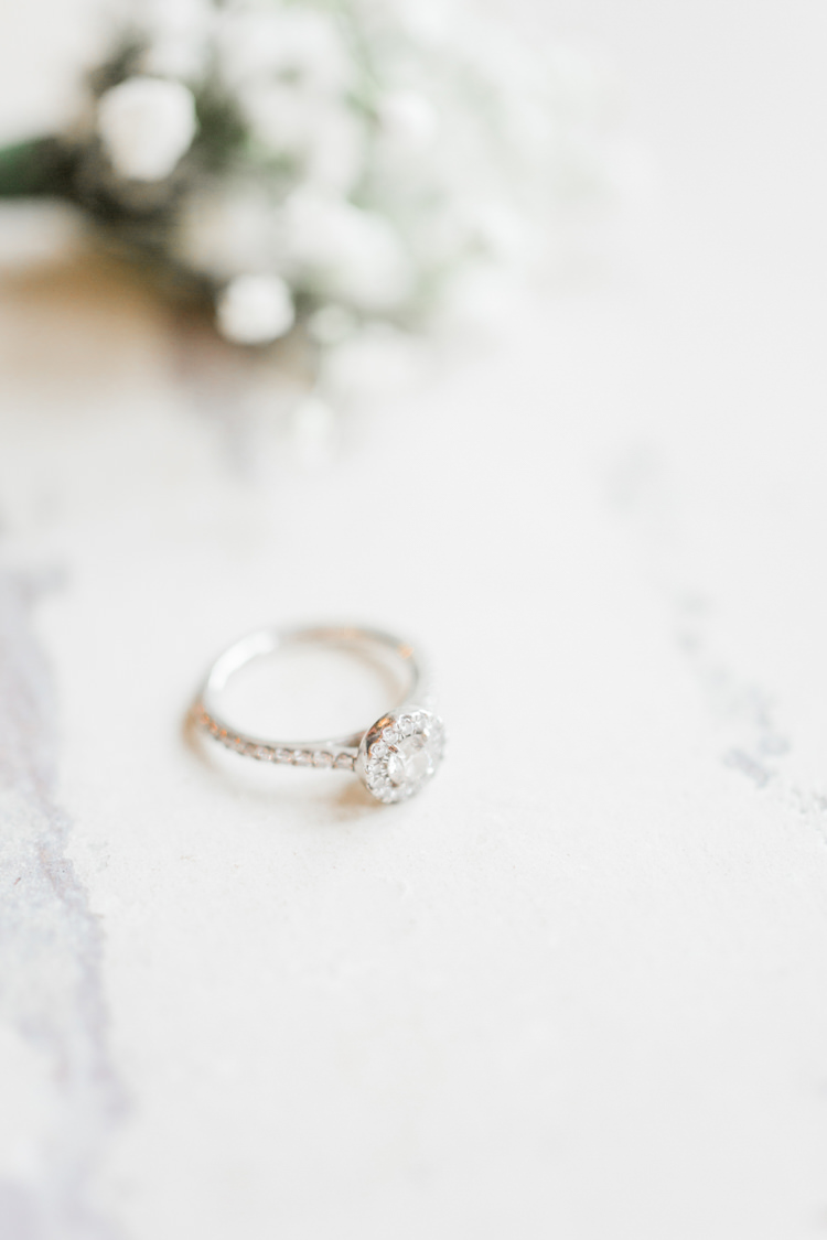 Princess Halo Diamond Engagement Ring Solitaire Simple Elegant Luxe Blush Pink Wedding http://katymelling.com/