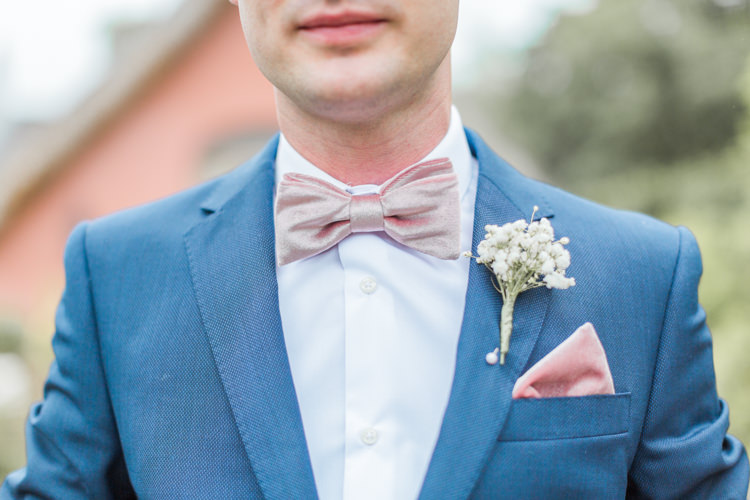 Pink Velvet Bow Tie Groom Pocket Square Simple Elegant Luxe Blush Pink Wedding http://katymelling.com/