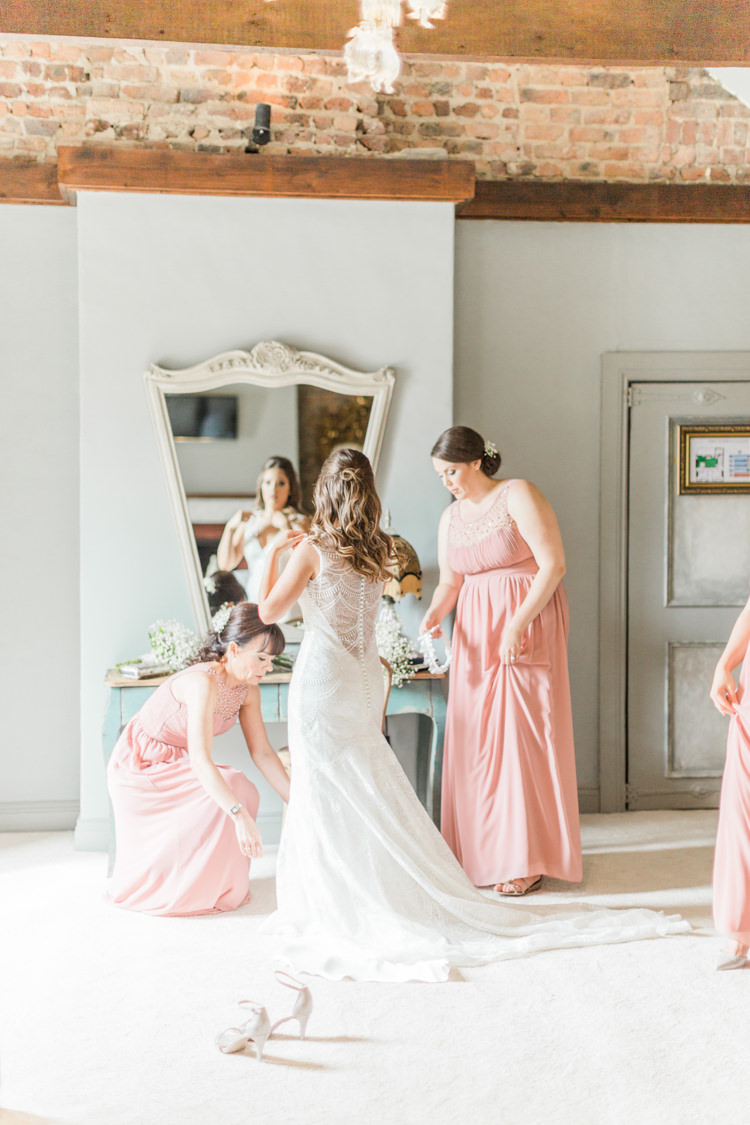 Dress Gown Bride Bridal Illusion Back Sheer Train Simple Elegant Luxe Blush Pink Wedding http://katymelling.com/
