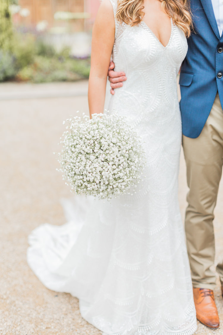 Beaded V Neckline Bride Bridal Dress Gown Simple Elegant Luxe Blush Pink Wedding http://katymelling.com/