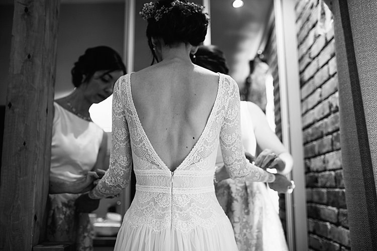 Bride Bridal Maggie Sottero Long Sleeve Lace Low Back Gown Dress Grey Lavender Blush Country Restaurant Wedding http://www.whelanphotography.co.uk/