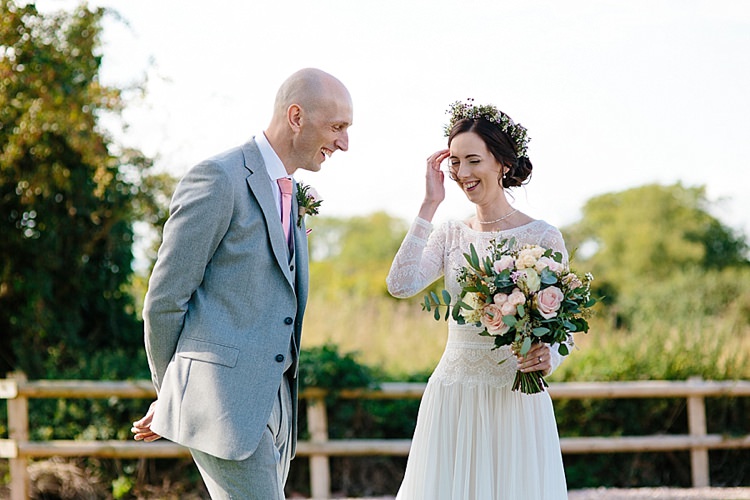 Bride Bridal Maggie Sottero Long Sleeve Lace Low Back Gown Dress Reiss Groom Pink Tie Grey Lavender Blush Country Restaurant Wedding http://www.whelanphotography.co.uk/