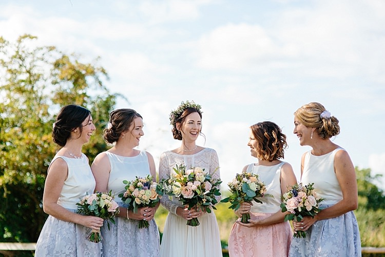 Bride Bridal Maggie Sottero Long Sleeve Lace Low Back Gown Dress Flower Crown Coast Bridesmaids Grey Lavender Blush Country Restaurant Wedding http://www.whelanphotography.co.uk/