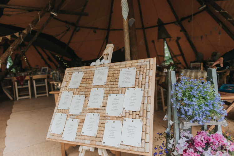 Corks Seating Plan Table Chart Incredibly Pretty Thoughtful Tipi Wedding http://katewatersphotography.com/