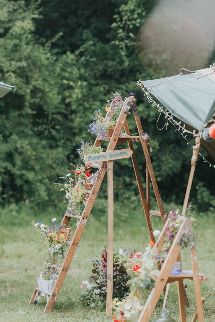 Wooden Ladder Flowers Decor DIY Rustic Incredibly Pretty Thoughtful Tipi Wedding http://katewatersphotography.com/