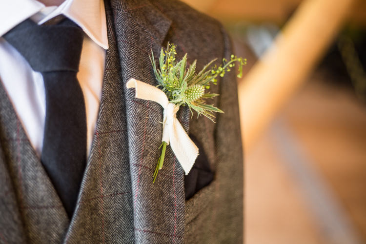 Thistle Buttonhole Boutonniere Ribbon Natural Outdoor Tipi Wedding https://www.ad-photography.co.uk/