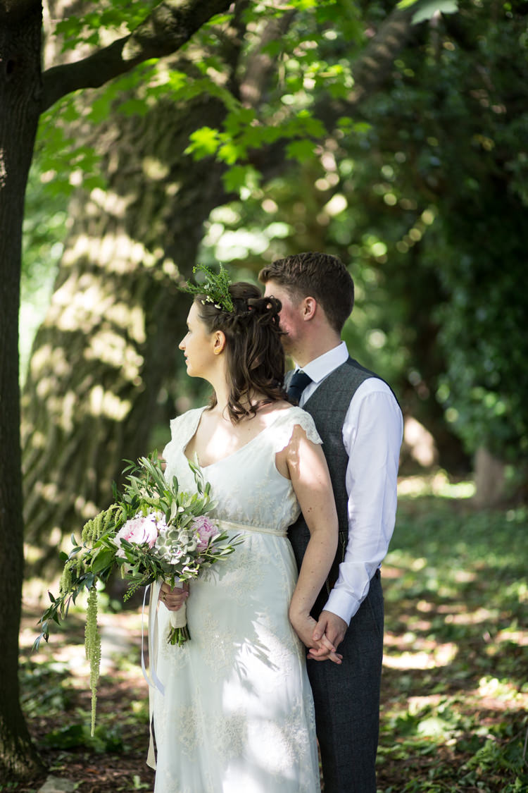 Bespoke Bride This Modern Love Bridal Greenery Foliage Hair Vintage Suit Groom Waistcoat Tweed Pocket Watch Chain Natural Outdoor Tipi Wedding https://www.ad-photography.co.uk/