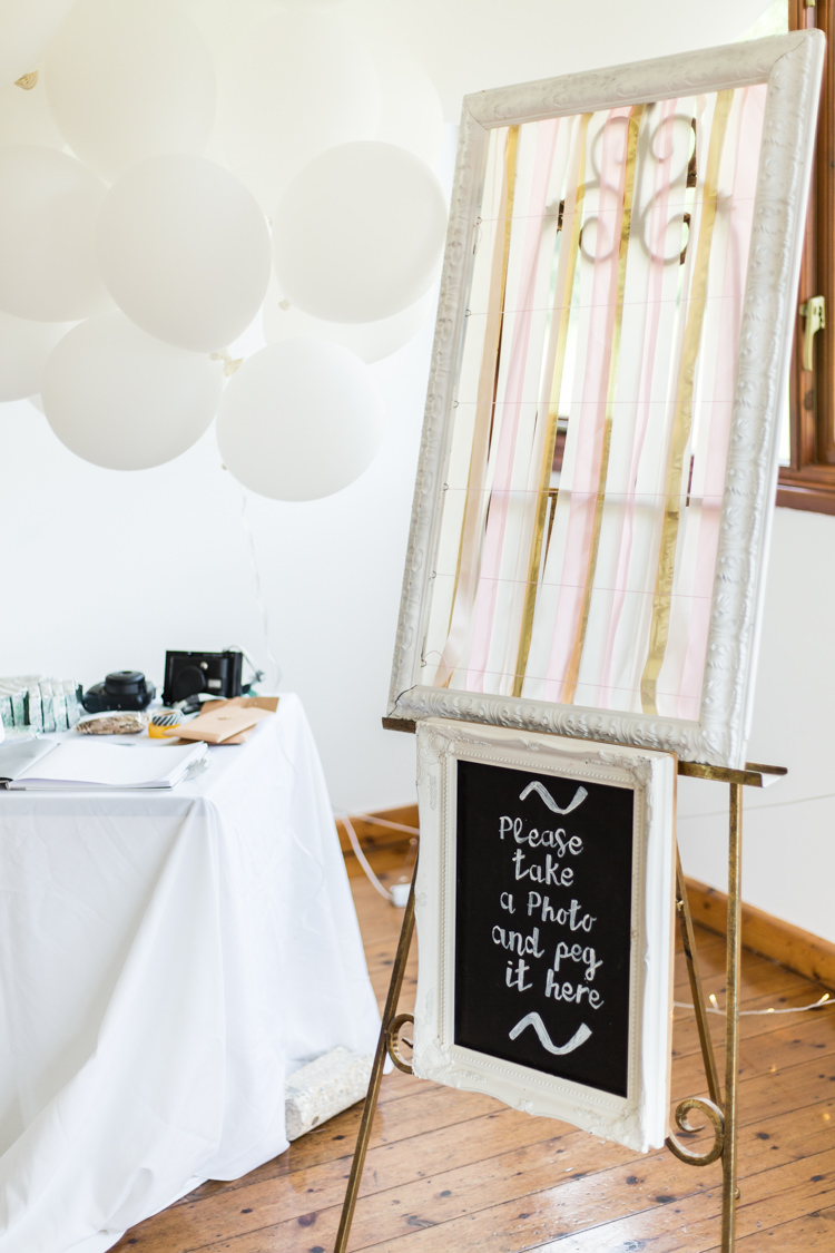 Photo Guest Book Polaroid Frame Streamers Chalk Board Balloons Natural Outdoor Tipi Wedding https://www.ad-photography.co.uk/