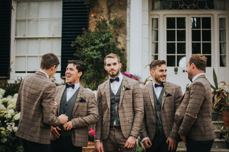 Brown Check Suits Groom Groomsmen Bow Tie Vintage Circus Funfair Wedding http://theliferomantic.co.uk/