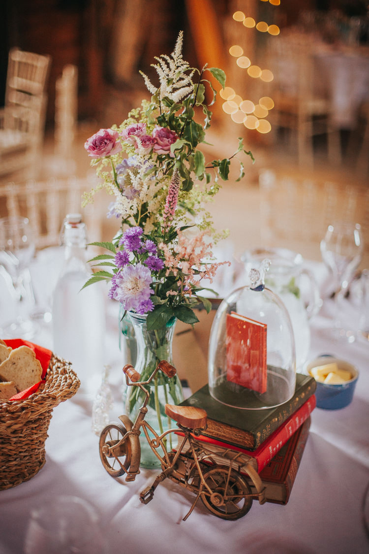 Centrepiece Decor Books Flowers Bell Jar Bicycle Vintage Circus Funfair Wedding http://theliferomantic.co.uk/