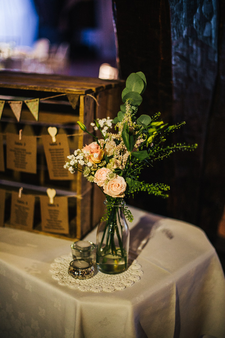 Bottle Flowers Decor Exquisite Relaxed Rustic Barn Wedding http://www.emiliemay.com/