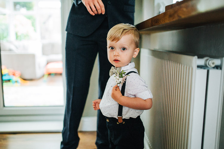 Page Boy Bow Tie Braces Exquisite Relaxed Rustic Barn Wedding http://www.emiliemay.com/