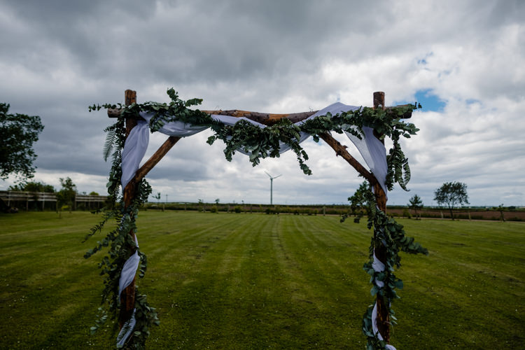 Arbour Frame Backdrop Ceremony Greenery Foliage Fabric Boho Eucalyptus Green White Modern Wedding http://www.euanrobertsonweddings.com/