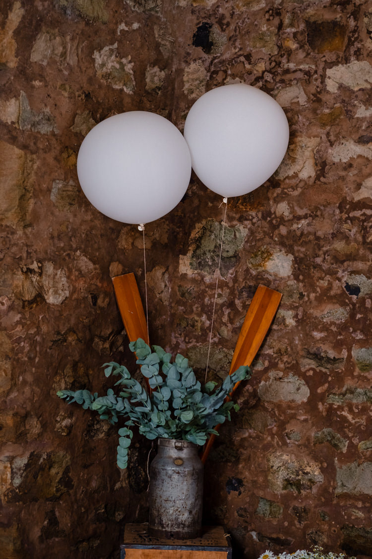 Giant Balloons Greenery Boho Eucalyptus Green White Modern Wedding http://www.euanrobertsonweddings.com/