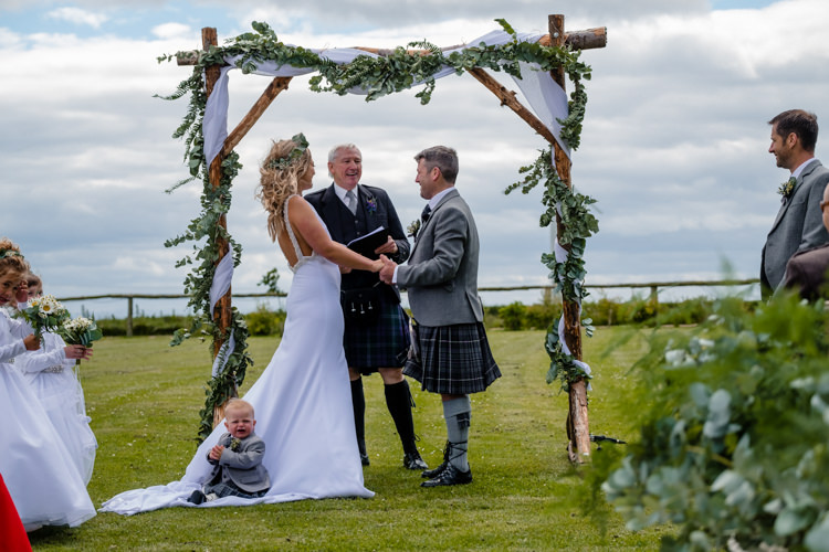 Arbour Backdrop Ceremony Flowers Fabric Greenery Boho Eucalyptus Green White Modern Wedding http://www.euanrobertsonweddings.com/