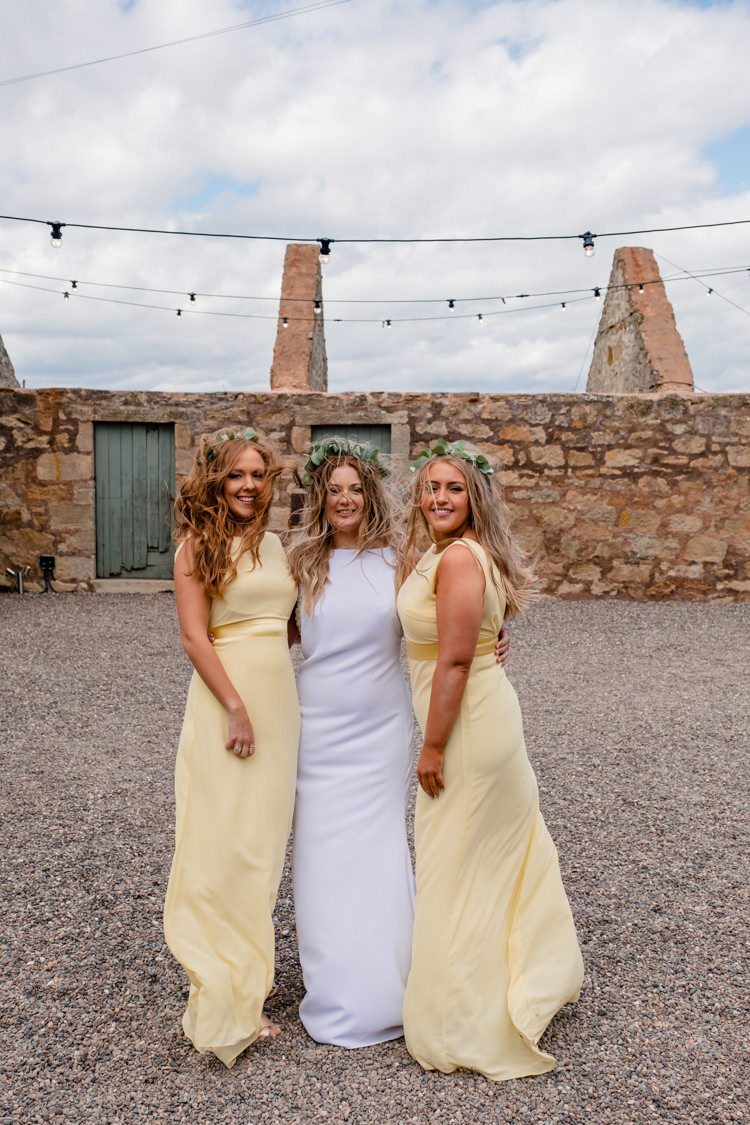 Long Yellow Bridesmaid Dresses Boho Eucalyptus Green White Modern Wedding http://www.euanrobertsonweddings.com/