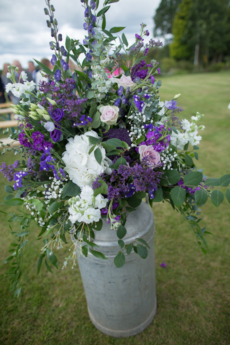 Milk Churn Metal Steel Foliage Floral Flowers Rose Quirky Rustic Farm Wedding https://ragdollphotography.co.uk/