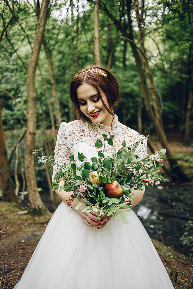 Bouquet Greenery Apples Autumn Foliage Magical Snow White Woodland Wedding Ideas https://www.chloeleephoto.co.uk/