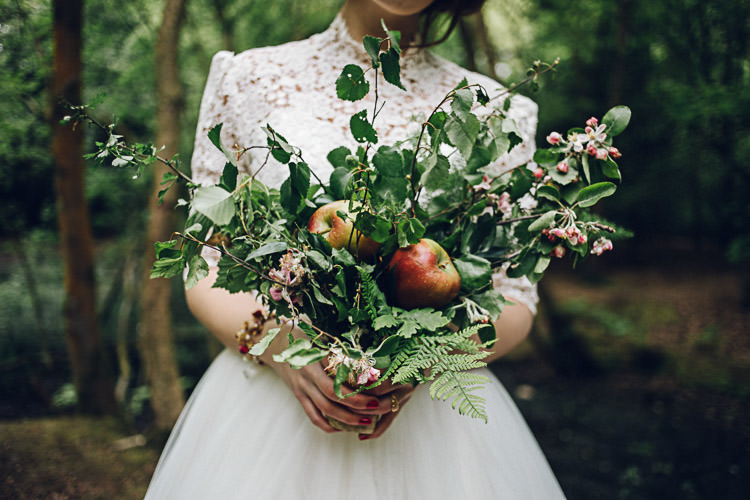 Bouquet Greenery Apples Autumn Foliage Magical Snow White Woodland Wedding Ideas https://www.chloeleephoto.co.uk/