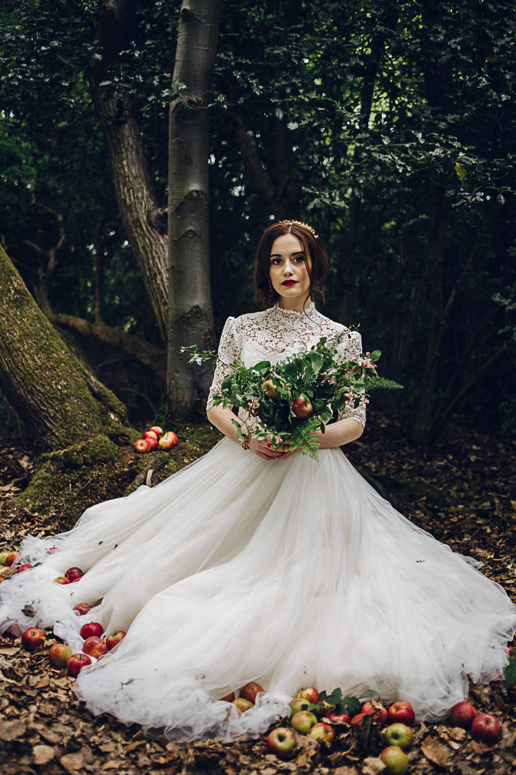 Tulle Lace Dress Gown Bride Bridal Magical Snow White Woodland Wedding Ideas https://www.chloeleephoto.co.uk/