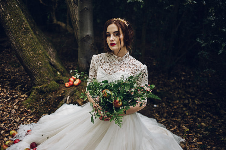 Tulle Lace Dress Gown Bride Bridal Magical Snow White Woodland Wedding Ideas https://www.chloeleephoto.co.uk/