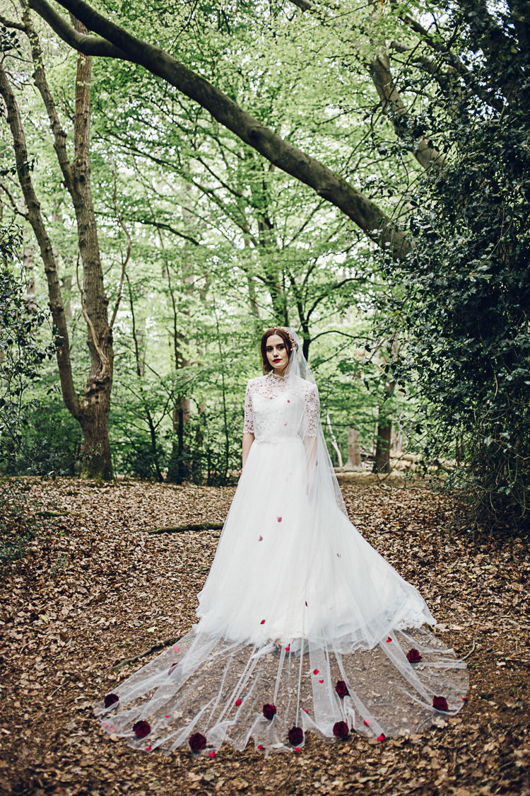 Floral Veil Flowers Bride Bridal Magical Snow White Woodland Wedding Ideas https://www.chloeleephoto.co.uk/