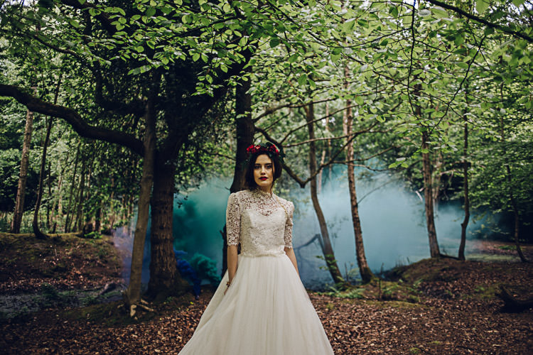Tulle Lace Dress Gown Bride Bridal Magical Snow White Woodland Wedding Ideas https://www.chloeleephoto.co.uk/