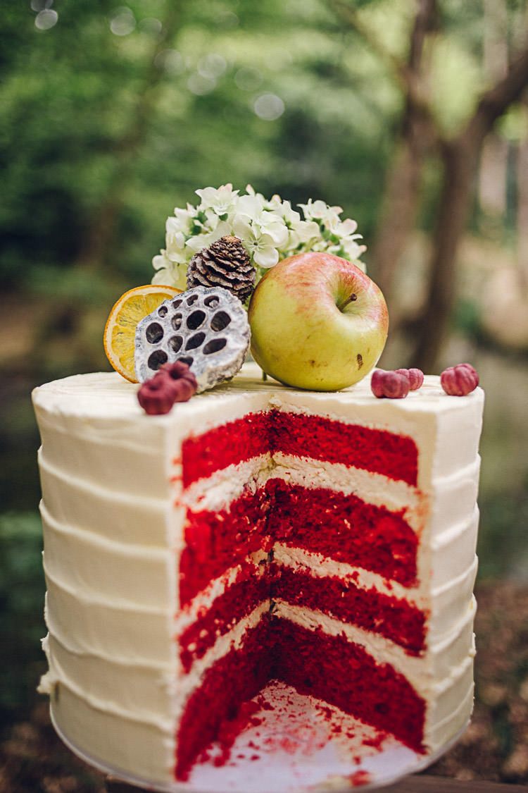 Red Velvet Cake Fruit Topper Magical Snow White Woodland Wedding Ideas https://www.chloeleephoto.co.uk/