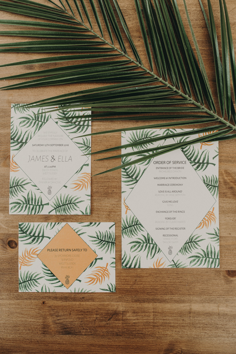 Palm Leaf Stationery Invites Invitations Vibrant Tropical Wedding Ideas http://foto-memories.co.uk/