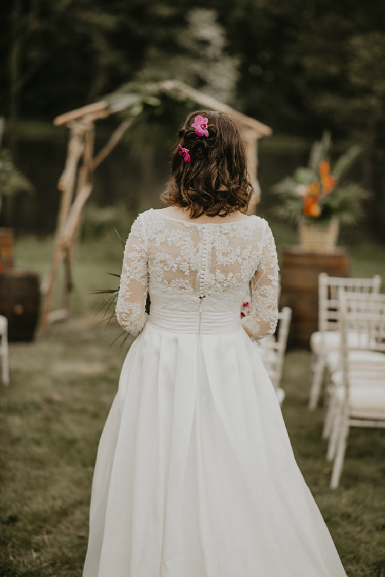 Bride Bridal Dress Gown Lace Long Sleeves Back Vibrant Tropical Wedding Ideas http://foto-memories.co.uk/