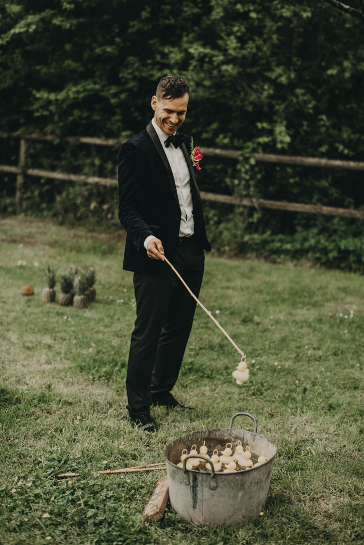 Groom Tux Tuxedo Velvet Jacket Bow Tie Vibrant Tropical Wedding Ideas http://foto-memories.co.uk/