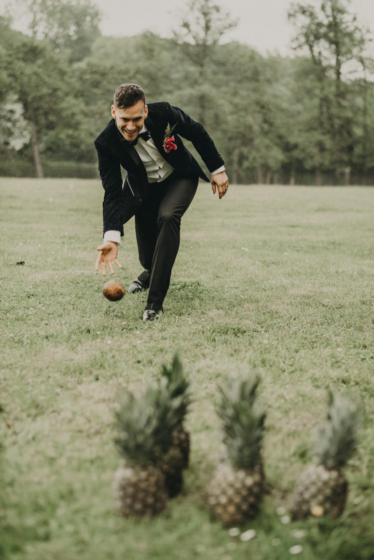 Scittles Bowling Pineapples Game Vibrant Tropical Wedding Ideas http://foto-memories.co.uk/
