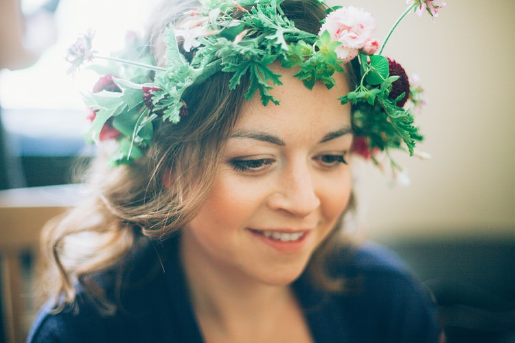 Flower Crown Bride Bridal Eco Friendly Floral Filled Wedding http://kellyjphotography.co.uk/