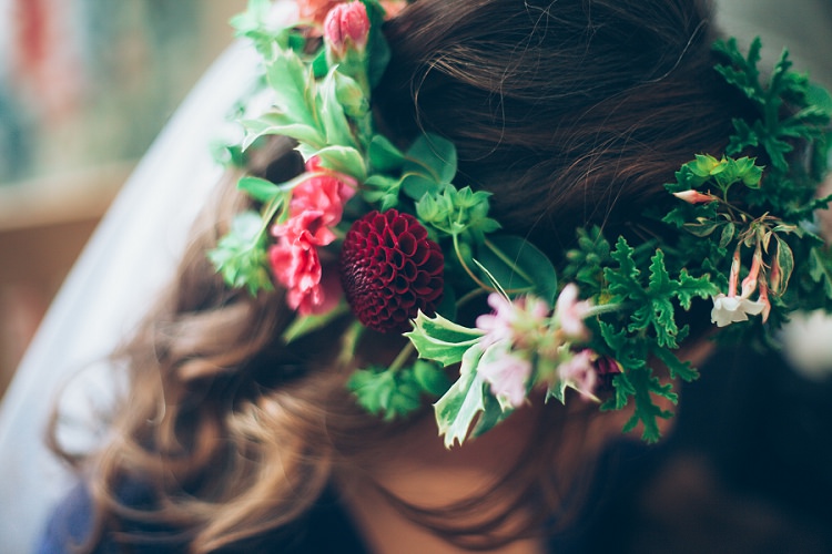 Flower Crown Bride Bridal Dahlia Greenery Eco Friendly Floral Filled Wedding http://kellyjphotography.co.uk/