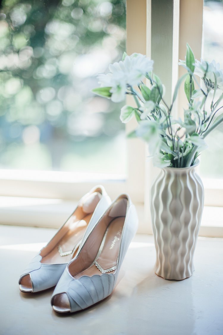Blue Peep Toe Shoes Rachel Simpson Bride Bridal Eco Friendly Floral Filled Wedding http://kellyjphotography.co.uk/