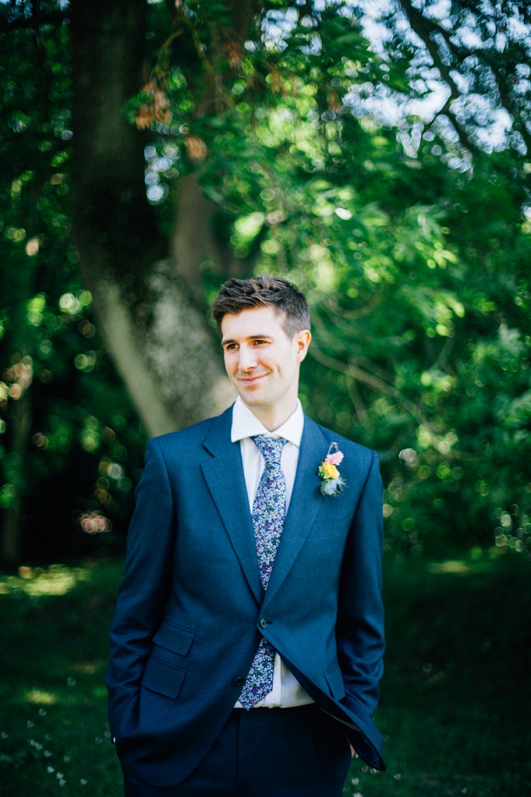 Navy Suit Floral Tie Groom Style Eco Friendly Floral Filled Wedding http://kellyjphotography.co.uk/