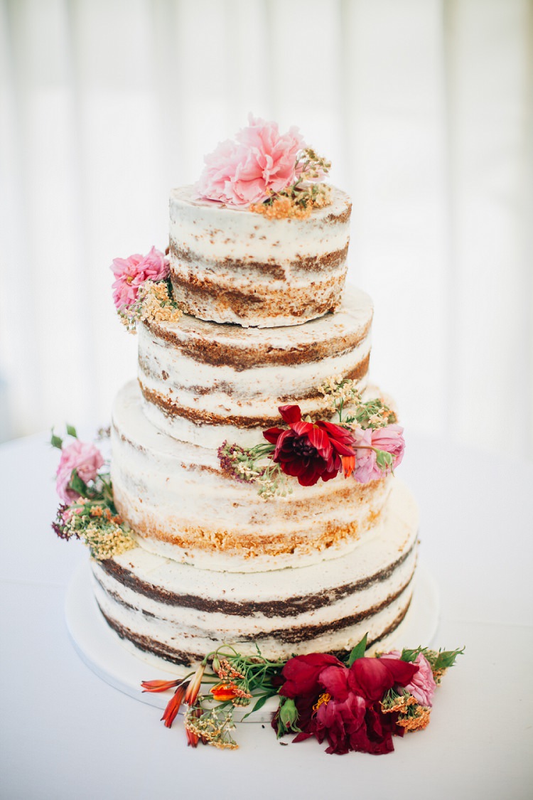 Semi Naked Cake Buttercream Crumb Flowers Eco Friendly Floral Filled Wedding http://kellyjphotography.co.uk/