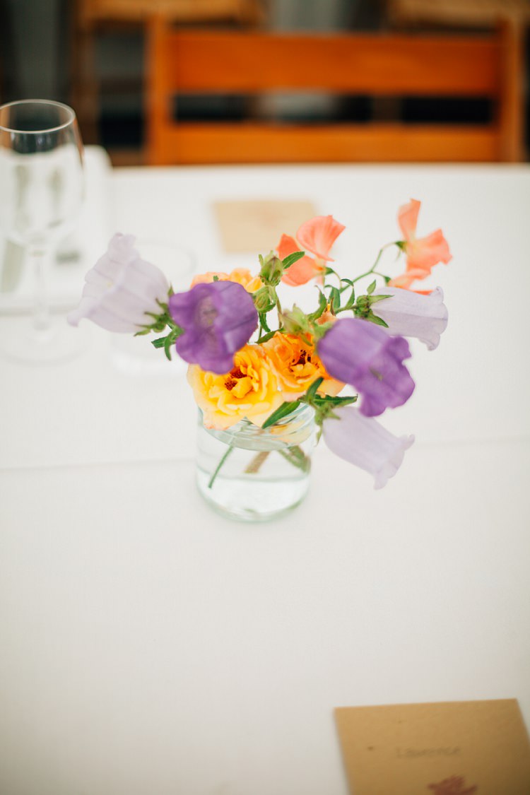 Jar Flowers Sweet Pea Rose Eco Friendly Floral Filled Wedding http://kellyjphotography.co.uk/