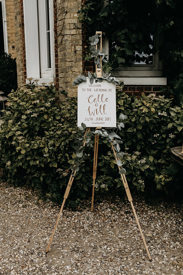 Sign Foliage Welcome Calligraphy Rustic Greenery Copper Chateau Wedding in France http://hindmari.com/