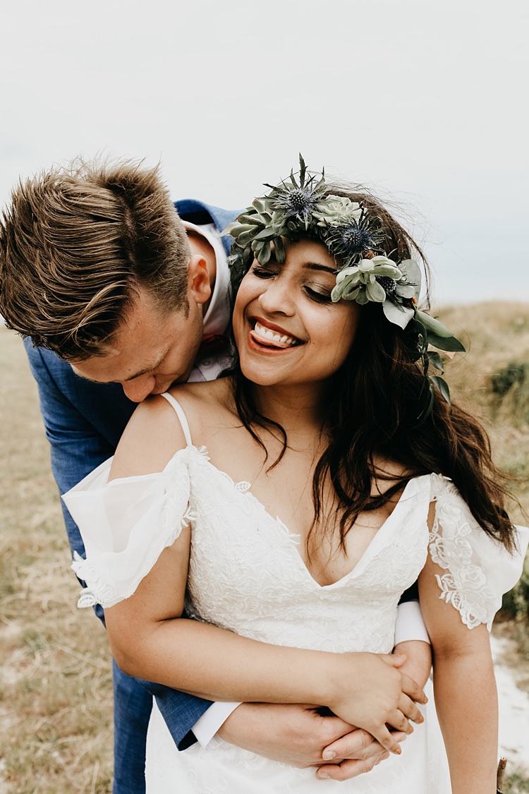 Flower Crown Bride Bridal Succulents Rustic Greenery Copper Chateau Wedding in France http://hindmari.com/