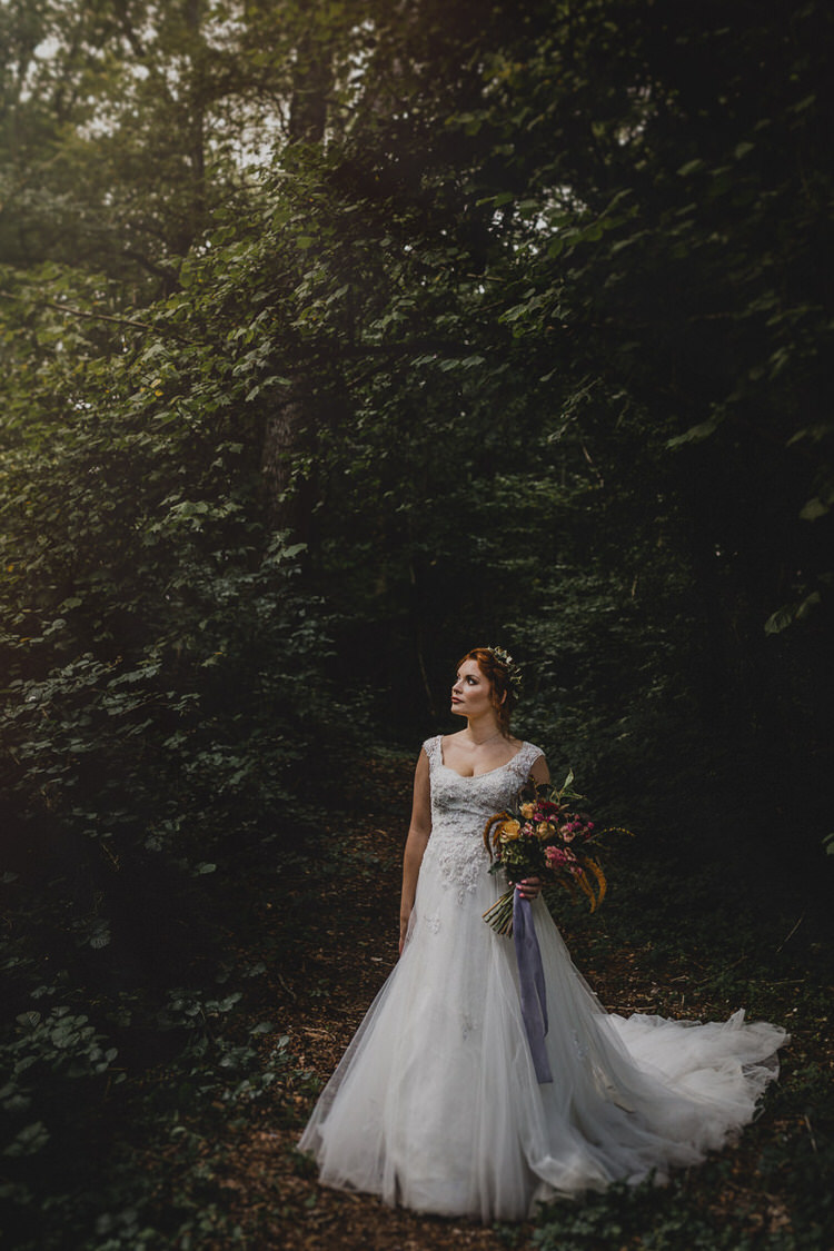 Lace Tulle Dress Gown Bride Bridal Straps Atmospheric Woodland Wedding Ideas http://www.kategrayphotography.com/