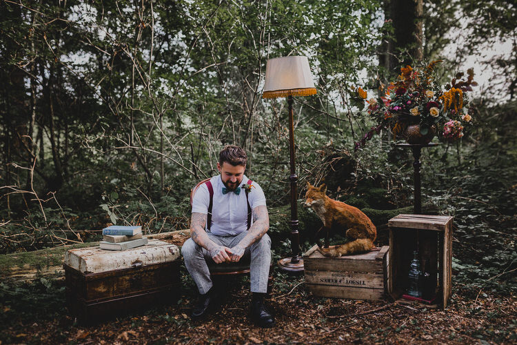 Decor Crates Seating Flowers Lampshade Atmospheric Woodland Wedding Ideas http://www.kategrayphotography.com/