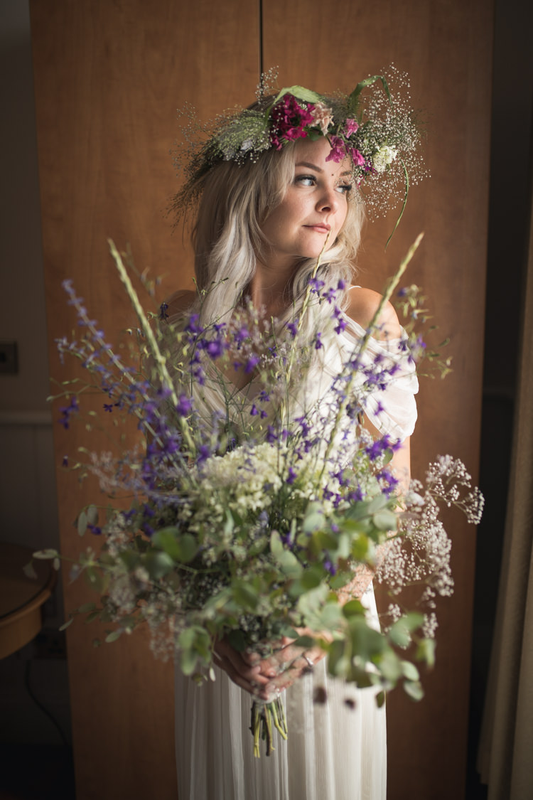 Bride Bridal Flowers Crown Bouquet Large Wild Natural Boho Festival Tipi Wedding http://alexaclarkekent.com/