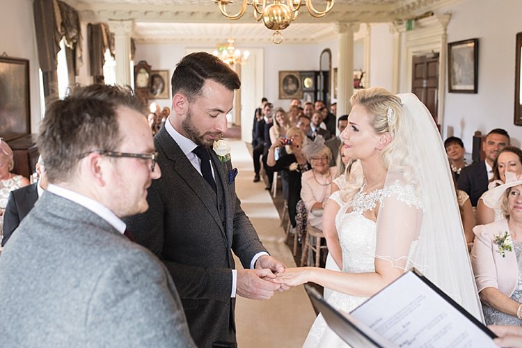Ring Exchange Bride Bridal Dress Gown Ronald Joyce Strapless Sweetheart Crystal Swarovski Shoulder Necklace Veil Blush Reiss Groom Grey Three Piece Waistcoat Classic Romantic Pretty Wedding https://kerryannduffy.com/