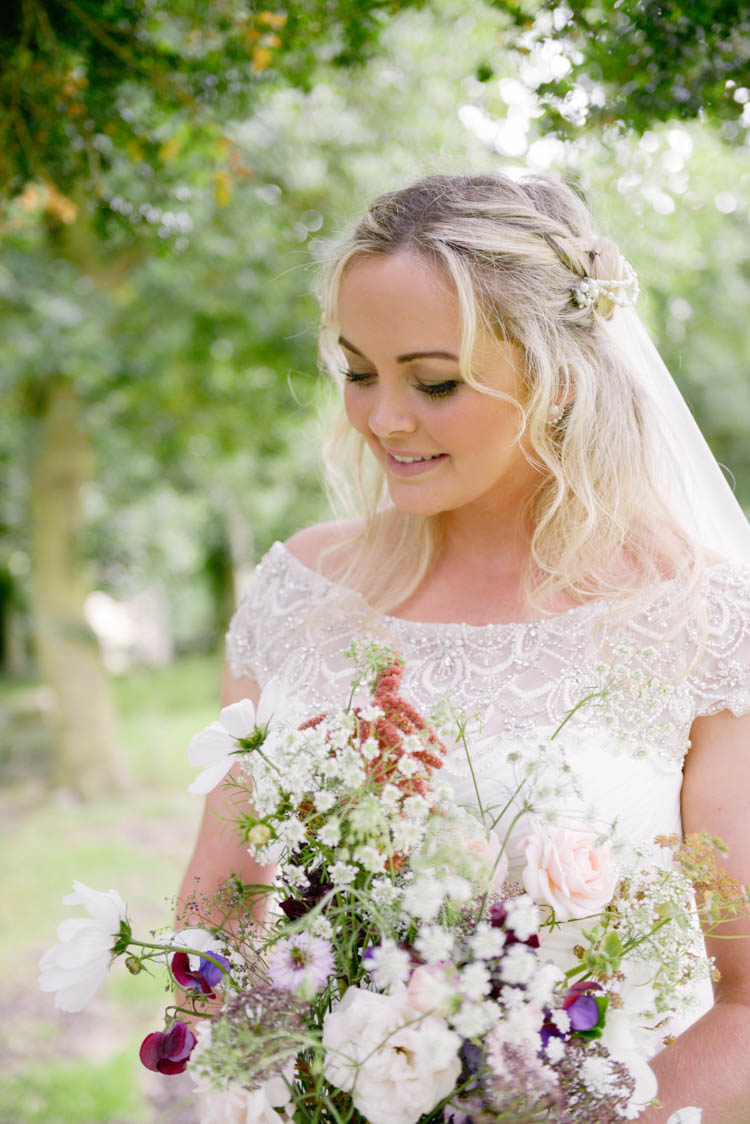 Bride Bridal Justin Alexander Dress Gown Veil Meadow Wild Flowers Florals Bouquet Fun Pastel Country Marquee Wedding http://kimberleywaterson.com/